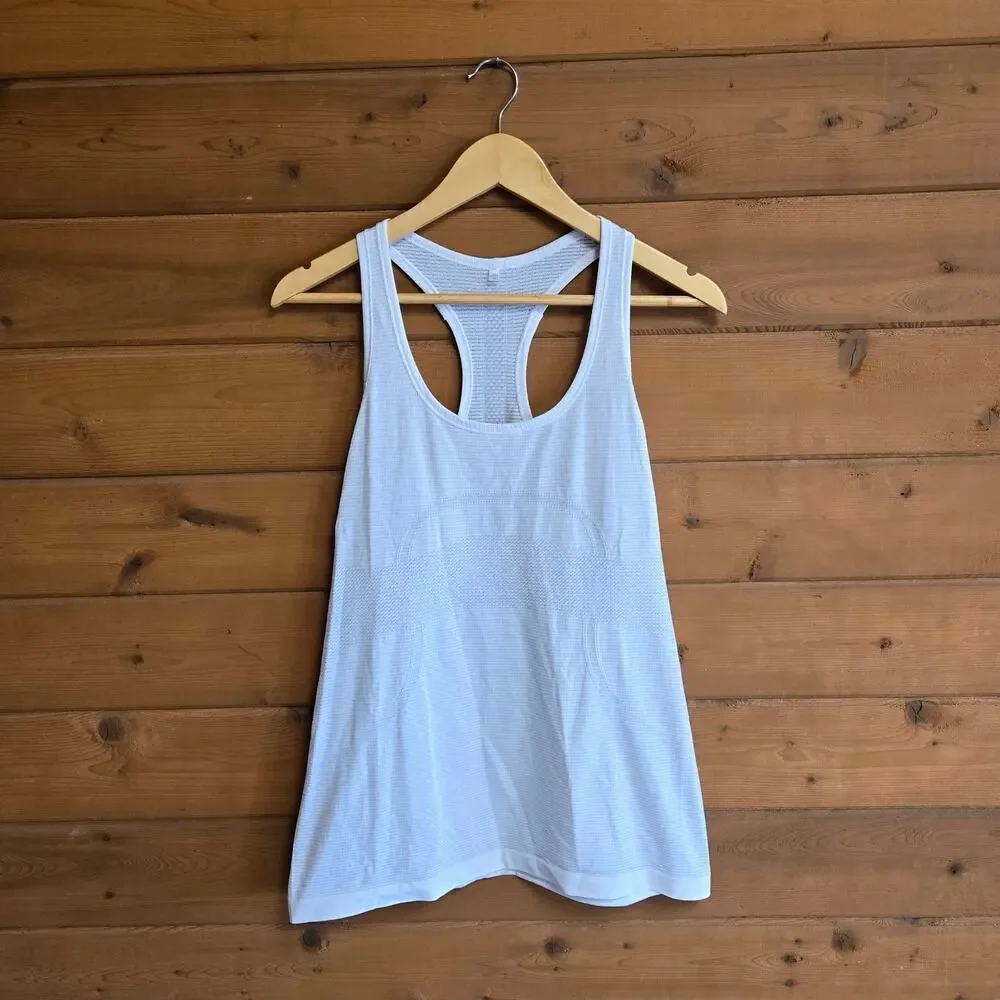 Lululemon Swiftly Tech Racerback Heathered White Size 12 Top Shirt Activewear - Picture 2 of 6